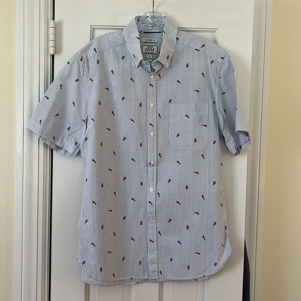 Jos A. Bank 1905 Short-sleeved Striped Button-Down (Lobsters)